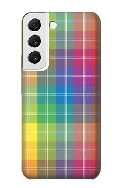 W3942 LGBTQ Rainbow Plaid Tartan Hülle Schutzhülle Taschen und Leder Flip für Samsung Galaxy S22