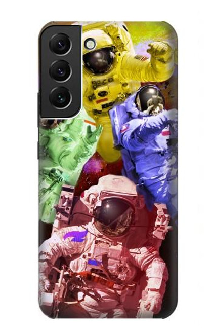 W3914 Colorful Nebula Astronaut Suit Galaxy Hülle Schutzhülle Taschen und Leder Flip für Samsung Galaxy S22 Plus