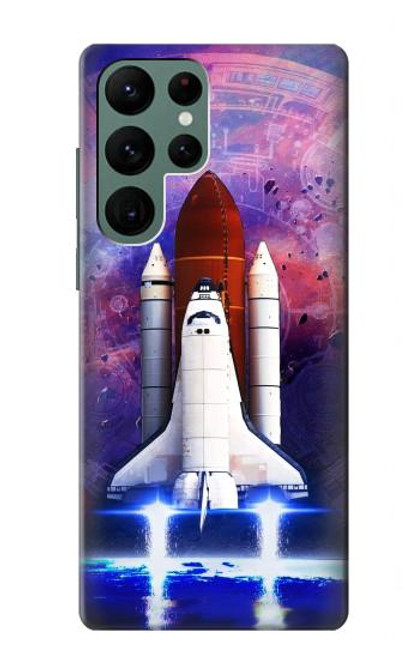 W3913 Colorful Nebula Space Shuttle Hülle Schutzhülle Taschen und Leder Flip für Samsung Galaxy S22 Ultra