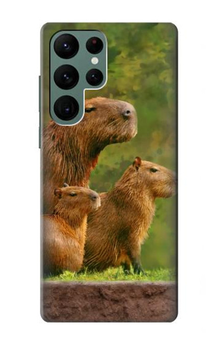 W3917 Capybara Family Giant Guinea Pig Hülle Schutzhülle Taschen und Leder Flip für Samsung Galaxy S22 Ultra