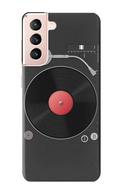 W3952 Turntable Vinyl Record Player Graphic Hülle Schutzhülle Taschen und Leder Flip für Samsung Galaxy S21 5G