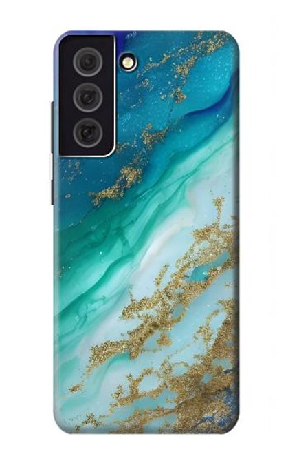 W3920 Abstract Ocean Blue Color Mixed Emerald Hülle Schutzhülle Taschen und Leder Flip für Samsung Galaxy S21 FE 5G