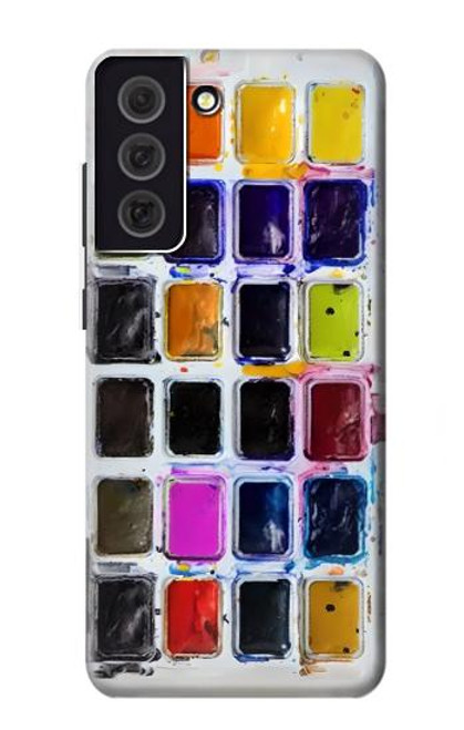 W3956 Watercolor Palette Box Graphic Hülle Schutzhülle Taschen und Leder Flip für Samsung Galaxy S21 FE 5G