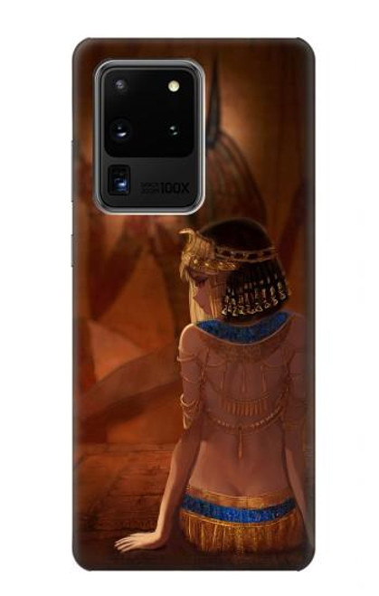 W3919 Egyptian Queen Cleopatra Anubis Hülle Schutzhülle Taschen und Leder Flip für Samsung Galaxy S20 Ultra