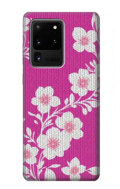 W3924 Cherry Blossom Pink Background Hülle Schutzhülle Taschen und Leder Flip für Samsung Galaxy S20 Ultra