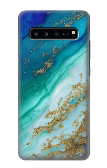 W3920 Abstract Ocean Blue Color Mixed Emerald Hülle Schutzhülle Taschen und Leder Flip für Samsung Galaxy S10 5G