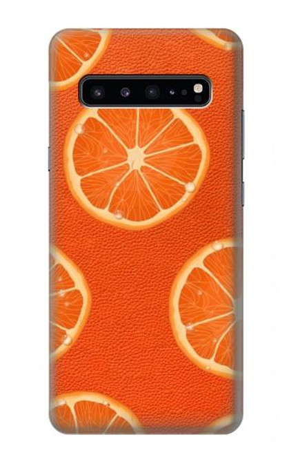 W3946 Seamless Orange Pattern Hülle Schutzhülle Taschen und Leder Flip für Samsung Galaxy S10 5G