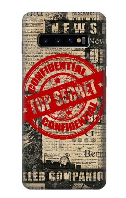W3937 Text Top Secret Art Vintage Hülle Schutzhülle Taschen und Leder Flip für Samsung Galaxy S10 Plus