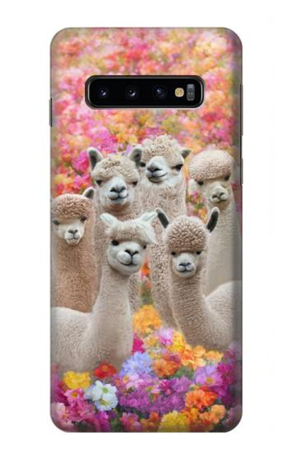 W3916 Alpaca Family Baby Alpaca Hülle Schutzhülle Taschen und Leder Flip für Samsung Galaxy S10