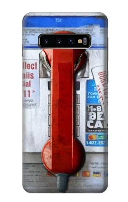 W3925 Collage Vintage Pay Phone Hülle Schutzhülle Taschen und Leder Flip für Samsung Galaxy S10