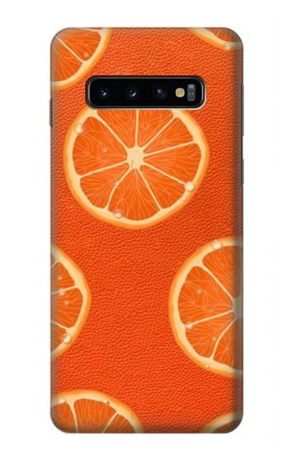 W3946 Seamless Orange Pattern Hülle Schutzhülle Taschen und Leder Flip für Samsung Galaxy S10