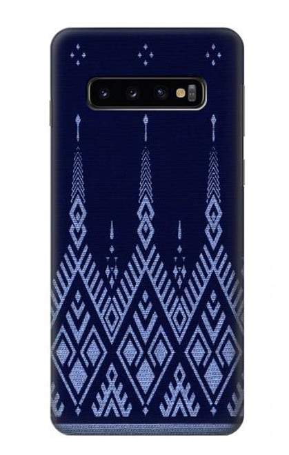 W3950 Textile Thai Blue Pattern Hülle Schutzhülle Taschen und Leder Flip für Samsung Galaxy S10