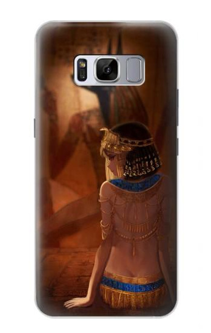 W3919 Egyptian Queen Cleopatra Anubis Hülle Schutzhülle Taschen und Leder Flip für Samsung Galaxy S8