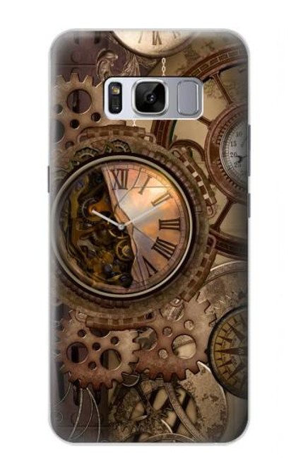 W3927 Compass Clock Gage Steampunk Hülle Schutzhülle Taschen und Leder Flip für Samsung Galaxy S8