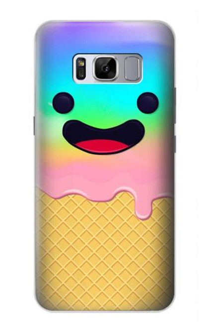 W3939 Ice Cream Cute Smile Hülle Schutzhülle Taschen und Leder Flip für Samsung Galaxy S8