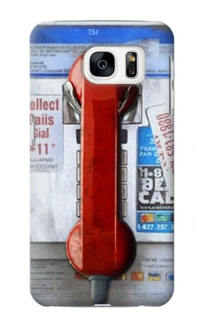 W3925 Collage Vintage Pay Phone Hülle Schutzhülle Taschen und Leder Flip für Samsung Galaxy S7