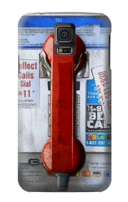 W3925 Collage Vintage Pay Phone Hülle Schutzhülle Taschen und Leder Flip für Samsung Galaxy S5