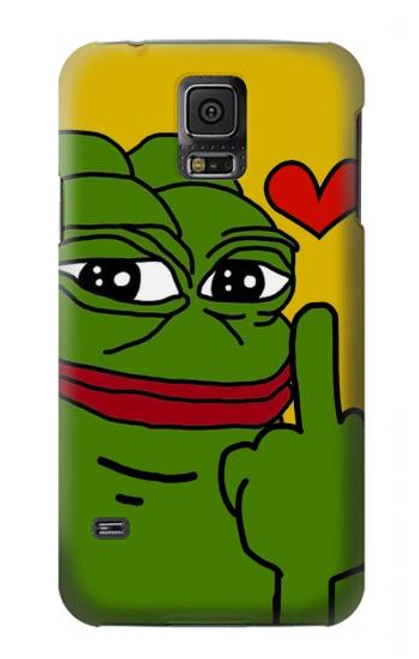 W3945 Pepe Love Middle Finger Hülle Schutzhülle Taschen und Leder Flip für Samsung Galaxy S5