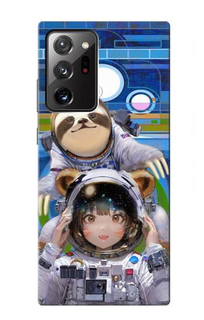 W3915 Raccoon Girl Baby Sloth Astronaut Suit Hülle Schutzhülle Taschen und Leder Flip für Samsung Galaxy Note 20 Ultra, Ultra 5G