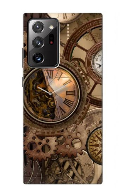 W3927 Compass Clock Gage Steampunk Hülle Schutzhülle Taschen und Leder Flip für Samsung Galaxy Note 20 Ultra, Ultra 5G