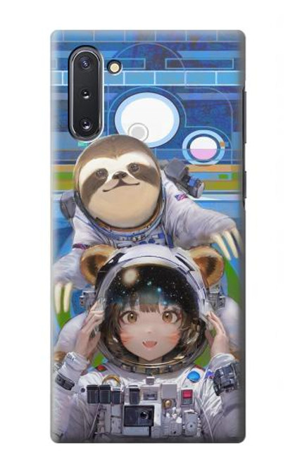 W3915 Raccoon Girl Baby Sloth Astronaut Suit Hülle Schutzhülle Taschen und Leder Flip für Samsung Galaxy Note 10