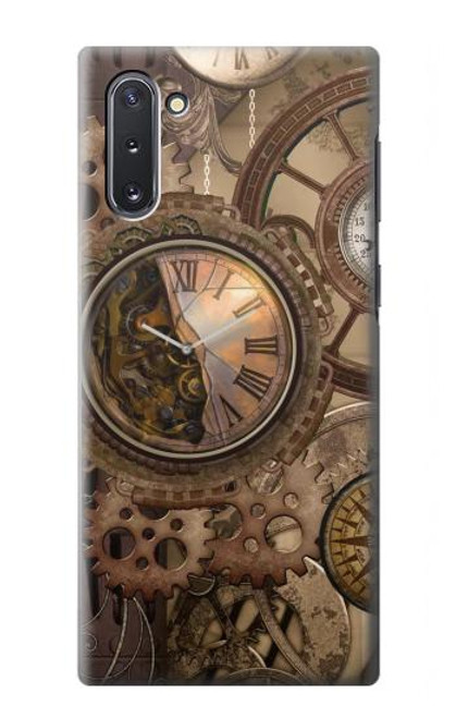 W3927 Compass Clock Gage Steampunk Hülle Schutzhülle Taschen und Leder Flip für Samsung Galaxy Note 10