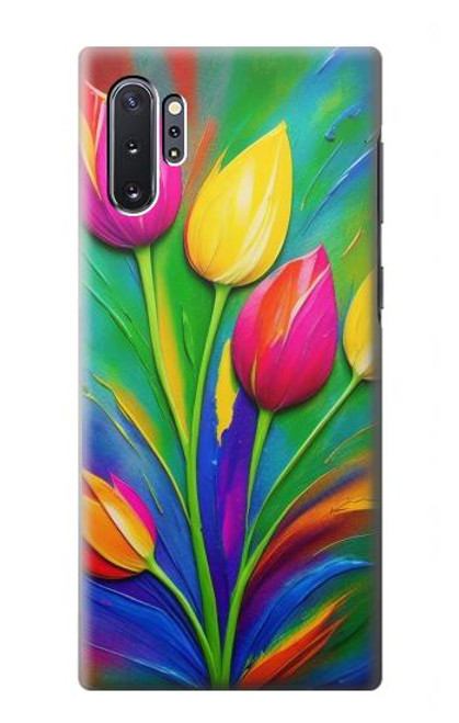 W3926 Colorful Tulip Oil Painting Hülle Schutzhülle Taschen und Leder Flip für Samsung Galaxy Note 10 Plus