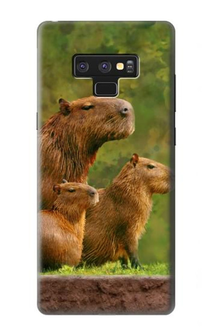 W3917 Capybara Family Giant Guinea Pig Hülle Schutzhülle Taschen und Leder Flip für Note 9 Samsung Galaxy Note9