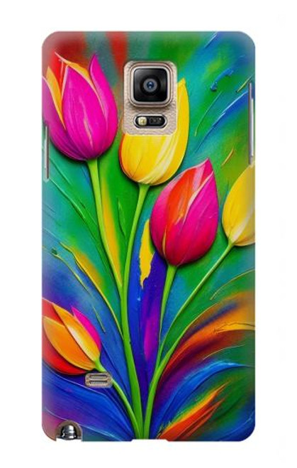 W3926 Colorful Tulip Oil Painting Hülle Schutzhülle Taschen und Leder Flip für Samsung Galaxy Note 4