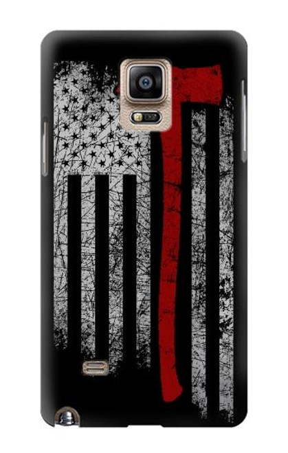 W3958 Firefighter Axe Flag Hülle Schutzhülle Taschen und Leder Flip für Samsung Galaxy Note 4