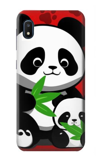 W3929 Cute Panda Eating Bamboo Hülle Schutzhülle Taschen und Leder Flip für Samsung Galaxy A10e