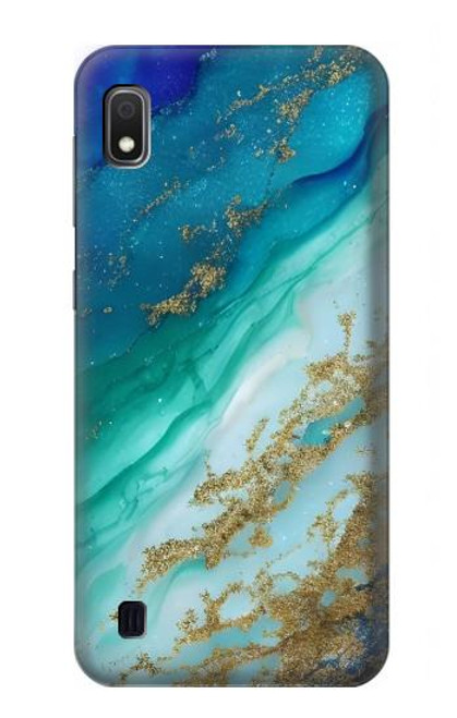 W3920 Abstract Ocean Blue Color Mixed Emerald Hülle Schutzhülle Taschen und Leder Flip für Samsung Galaxy A10