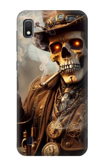 W3949 Steampunk Skull Smoking Hülle Schutzhülle Taschen und Leder Flip für Samsung Galaxy A10