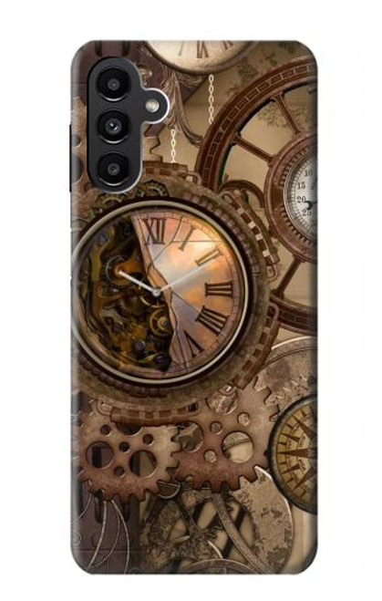 W3927 Compass Clock Gage Steampunk Hülle Schutzhülle Taschen und Leder Flip für Samsung Galaxy A13 5G