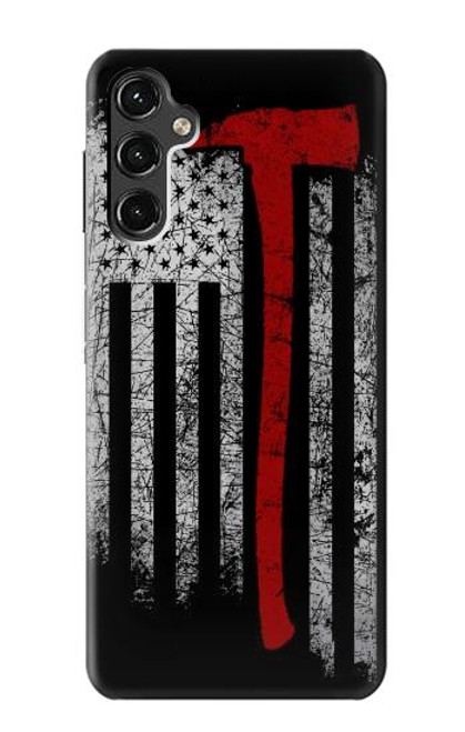 W3958 Firefighter Axe Flag Hülle Schutzhülle Taschen und Leder Flip für Samsung Galaxy A14 5G