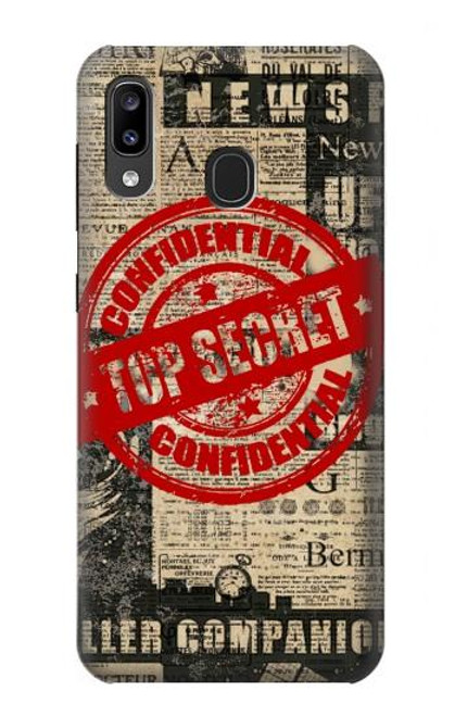 W3937 Text Top Secret Art Vintage Hülle Schutzhülle Taschen und Leder Flip für Samsung Galaxy A20, Galaxy A30