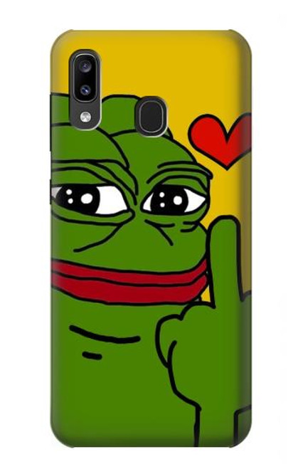 W3945 Pepe Love Middle Finger Hülle Schutzhülle Taschen und Leder Flip für Samsung Galaxy A20, Galaxy A30