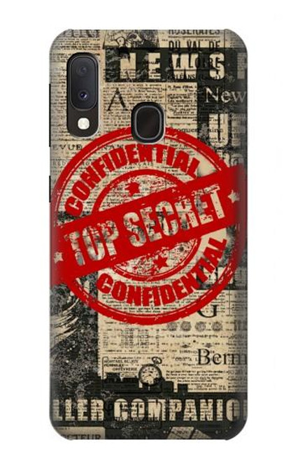 W3937 Text Top Secret Art Vintage Hülle Schutzhülle Taschen und Leder Flip für Samsung Galaxy A20e