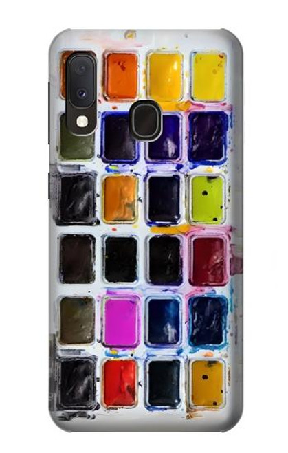 W3956 Watercolor Palette Box Graphic Hülle Schutzhülle Taschen und Leder Flip für Samsung Galaxy A20e