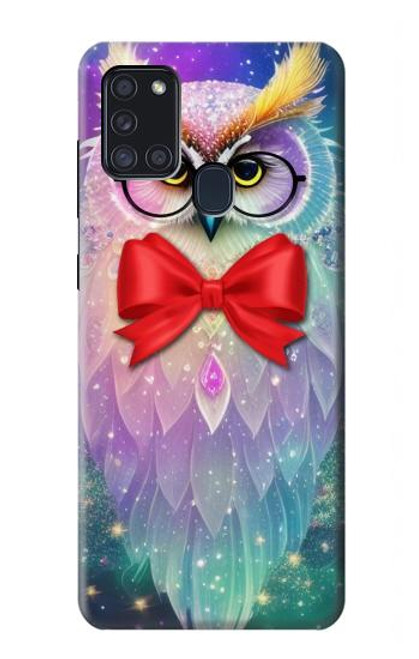 W3934 Fantasy Nerd Owl Hülle Schutzhülle Taschen und Leder Flip für Samsung Galaxy A21s