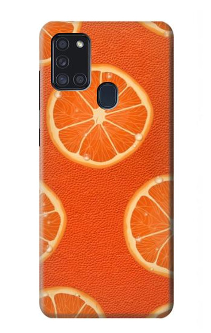 W3946 Seamless Orange Pattern Hülle Schutzhülle Taschen und Leder Flip für Samsung Galaxy A21s