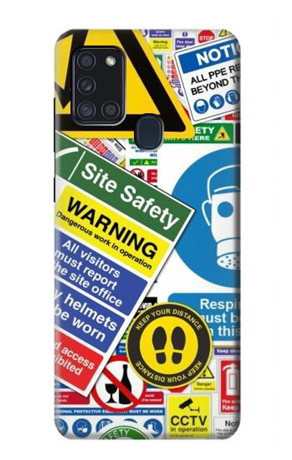 W3960 Safety Signs Sticker Collage Hülle Schutzhülle Taschen und Leder Flip für Samsung Galaxy A21s