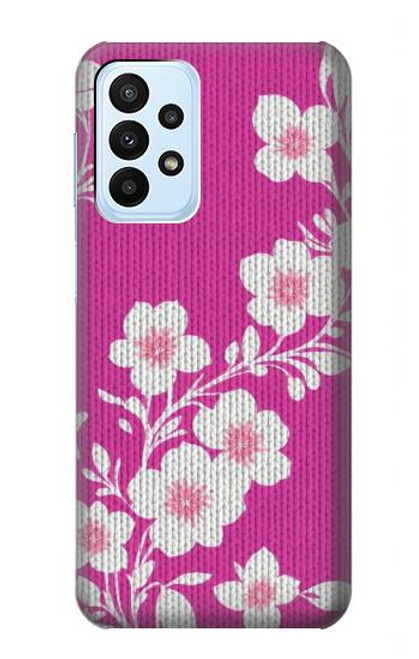 W3924 Cherry Blossom Pink Background Hülle Schutzhülle Taschen und Leder Flip für Samsung Galaxy A23