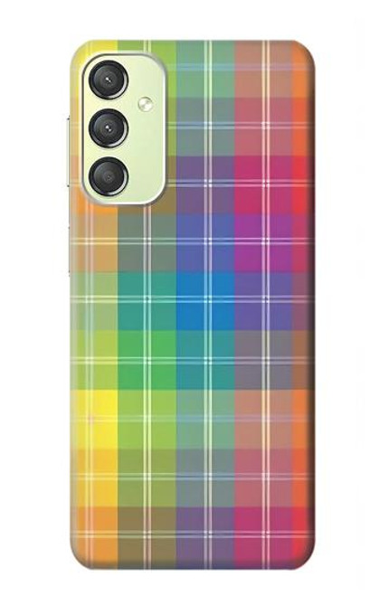 W3942 LGBTQ Rainbow Plaid Tartan Hülle Schutzhülle Taschen und Leder Flip für Samsung Galaxy A24 4G