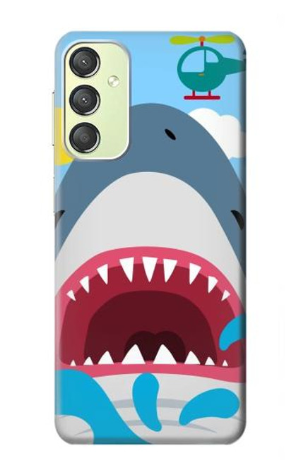 W3947 Shark Helicopter Cartoon Hülle Schutzhülle Taschen und Leder Flip für Samsung Galaxy A24 4G