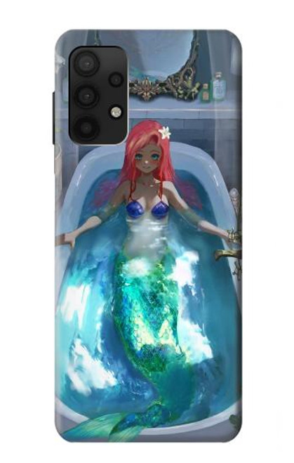 W3912 Cute Little Mermaid Aqua Spa Hülle Schutzhülle Taschen und Leder Flip für Samsung Galaxy A32 4G