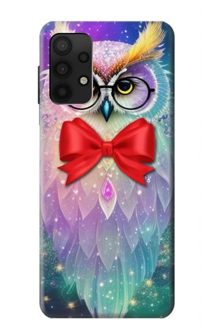 W3934 Fantasy Nerd Owl Hülle Schutzhülle Taschen und Leder Flip für Samsung Galaxy A32 4G