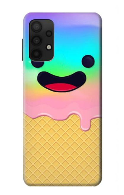 W3939 Ice Cream Cute Smile Hülle Schutzhülle Taschen und Leder Flip für Samsung Galaxy A32 4G