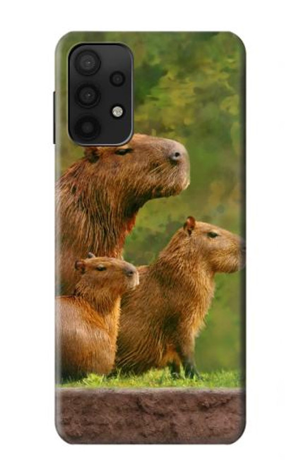 W3917 Capybara Family Giant Guinea Pig Hülle Schutzhülle Taschen und Leder Flip für Samsung Galaxy A32 5G