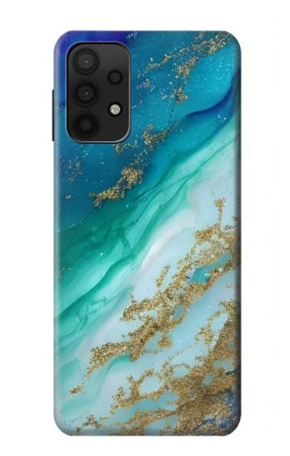 W3920 Abstract Ocean Blue Color Mixed Emerald Hülle Schutzhülle Taschen und Leder Flip für Samsung Galaxy A32 5G